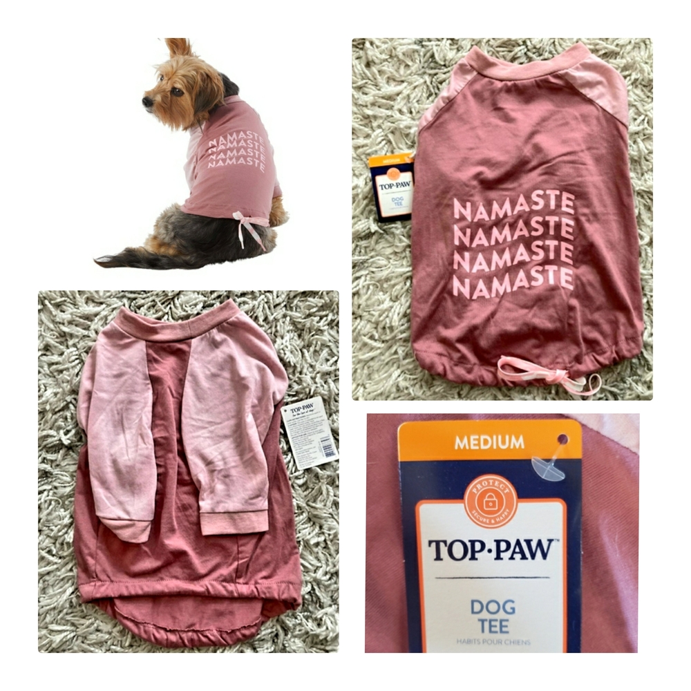 Top-Paw Pink "Namaste" Dog Tee (M)
